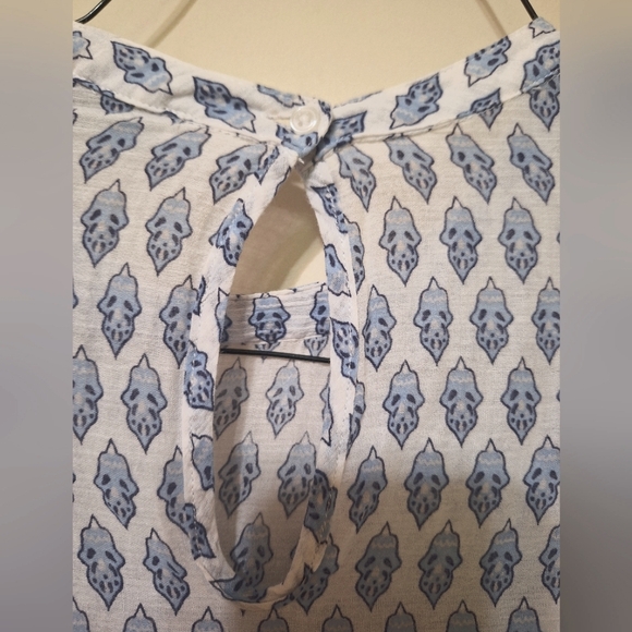 PAPAYA Women's Cotton western fringe sheer embroidered long-sleeved shirt blue - Picture 9 of 9